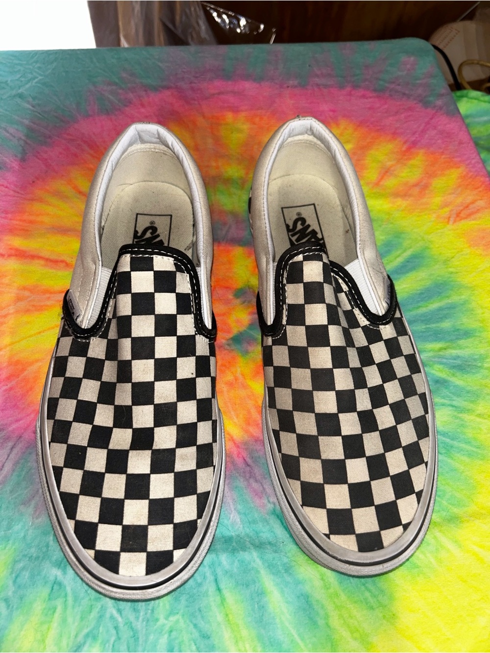 Vans Kids Checkerboard Slip-On Sneakers - Black & White